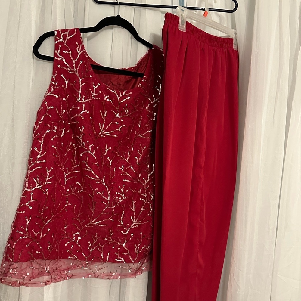 Source Unknown Red Embellished Pantsuit